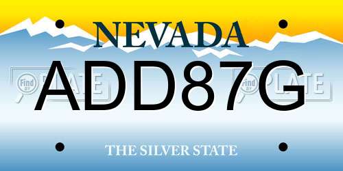 ADD87G Nevada License Plate