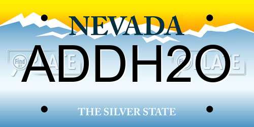 ADDH2O Nevada License Plate