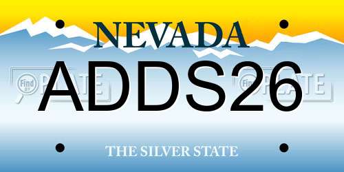ADDS26 Nevada License Plate