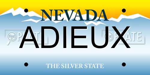 ADIEUX Nevada License Plate