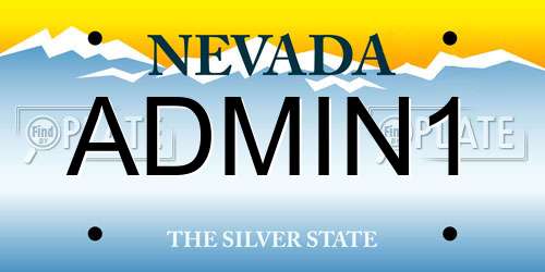 ADMIN1 Nevada License Plate