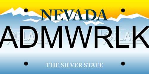 ADMWRLK Nevada License Plate
