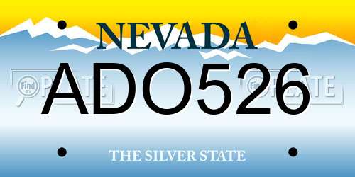 ADO526 Nevada License Plate