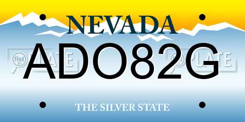 ADO82G Nevada License Plate