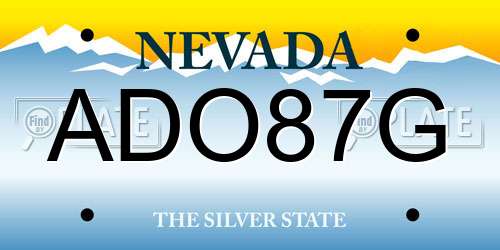 ADO87G Nevada License Plate