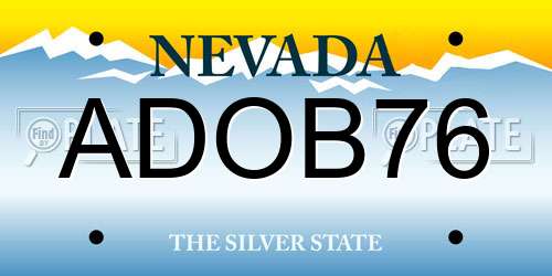 ADOB76 Nevada License Plate