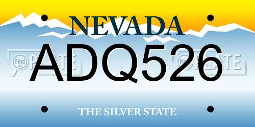 ADQ526 Nevada License Plate