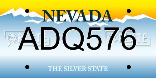 ADQ576 Nevada License Plate