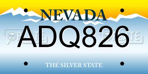 ADQ826 Nevada License Plate