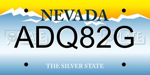 ADQ82G Nevada License Plate