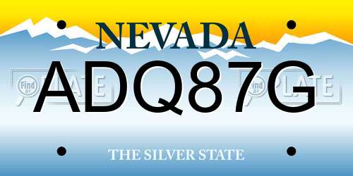 ADQ87G Nevada License Plate