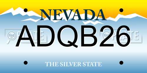 ADQB26 Nevada License Plate