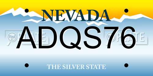 ADQS76 Nevada License Plate