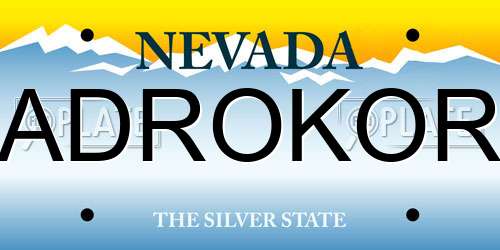 ADROKOR Nevada License Plate