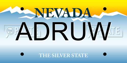 ADRUW Nevada License Plate