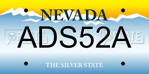 ADS52A Nevada License Plate