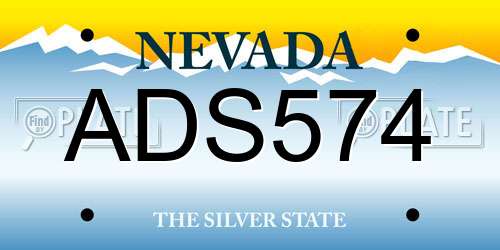 ADS574 Nevada License Plate