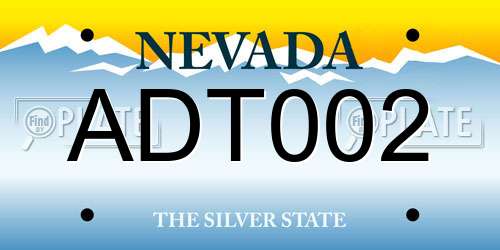ADT002 Nevada License Plate
