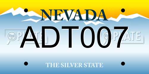 ADT007 Nevada License Plate