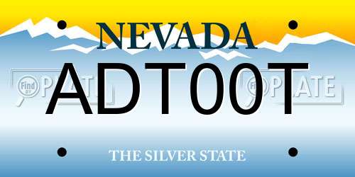 ADT00T Nevada License Plate