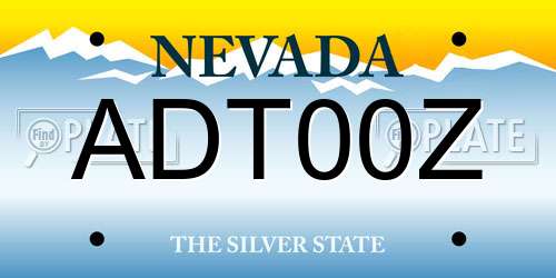 ADT00Z Nevada License Plate