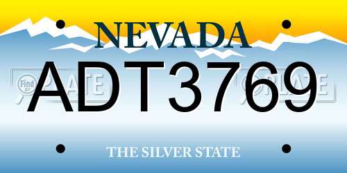 ADT3769 Nevada License Plate