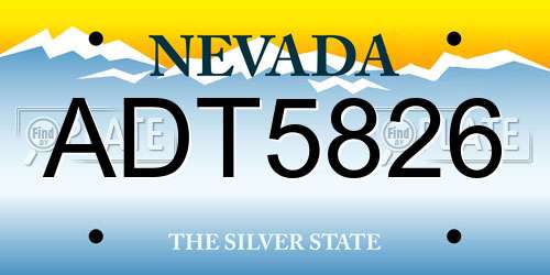 ADT5826 Nevada License Plate