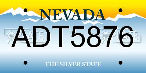 ADT5876 Nevada License Plate