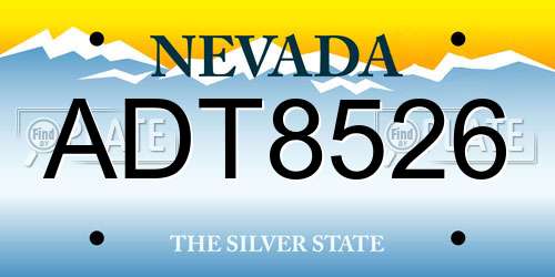 ADT8526 Nevada License Plate
