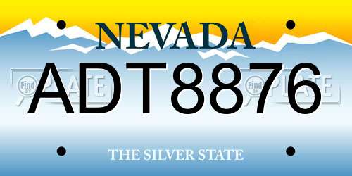 ADT8876 Nevada License Plate