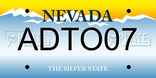 ADTO07 Nevada License Plate