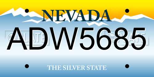 ADW5685 Nevada License Plate