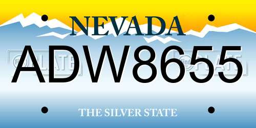 ADW8655 Nevada License Plate