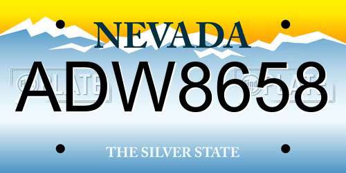 ADW8658 Nevada License Plate