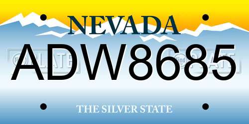 ADW8685 Nevada License Plate
