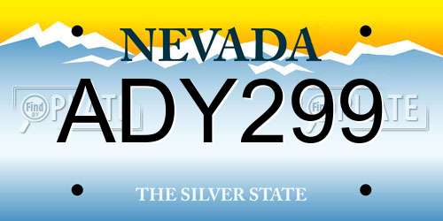 ADY299 Nevada License Plate