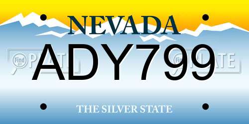 ADY799 Nevada License Plate