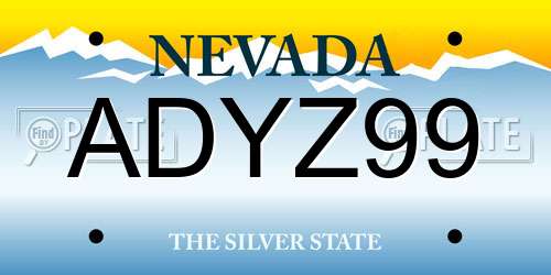 ADYZ99 Nevada License Plate