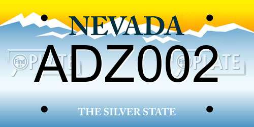 ADZ002 Nevada License Plate