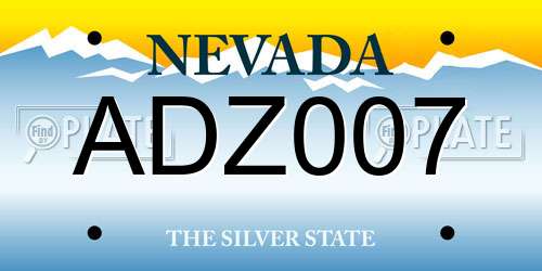 ADZ007 Nevada License Plate