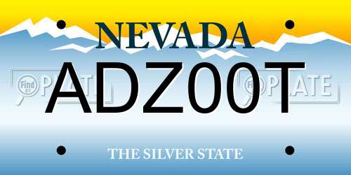 ADZ00T Nevada License Plate
