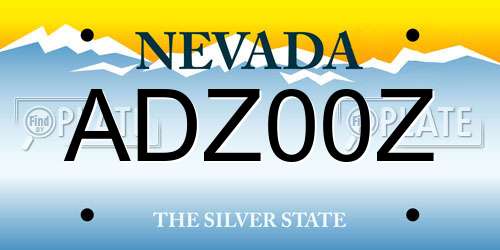 ADZ00Z Nevada License Plate