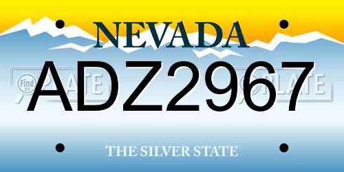 ADZ2967 Nevada License Plate