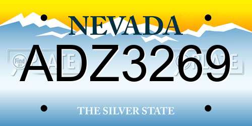 ADZ3269 Nevada License Plate
