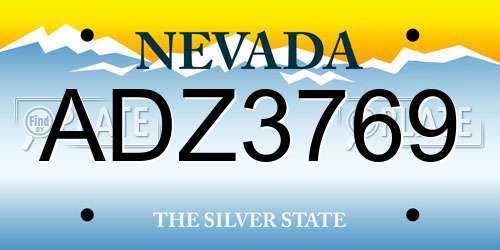 ADZ3769 Nevada License Plate