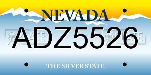 ADZ5526 Nevada License Plate