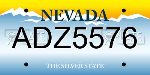 ADZ5576 Nevada License Plate