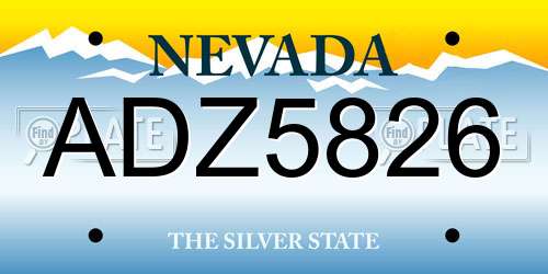 ADZ5826 Nevada License Plate
