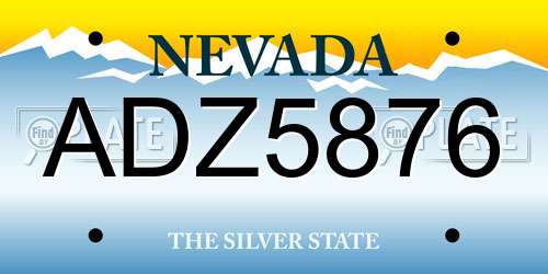 ADZ5876 Nevada License Plate