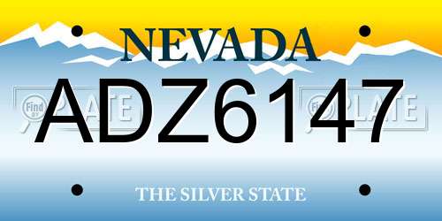 ADZ6147 Nevada License Plate